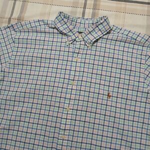 Polo Ralph Lauren 100% Cotton Short Sleeve Stripe Plaid Button Shirt Size 2XLT